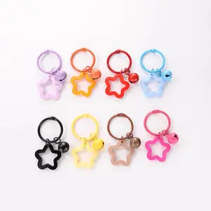 2024Hot sell DIY star keychain accessories keyring steel wire ring colorful keyring summer candy color large chain keyring
