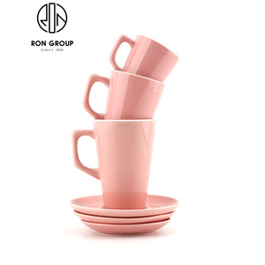 Cốc Cao Tái Sử Dụng Bằng Sứ Nhà Hàng Giá Rẻ Bán Buôn Cốc Cà Phê Gốm Màu Đen Mờ Sữa Trà Tùy Chỉnh Kèm Thìa Và Đĩa - Product Image 3