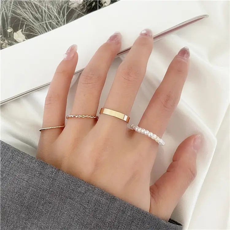 Duoying anillos anel vintage geométrico, anel de dedo chique, joia, anel de prata esterlina 925