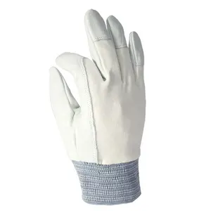 Soft breathable cotton white leather driver's Safe working Labour protection gloves