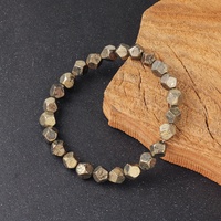 Bracelet unisexe en perles de pyrite naturelle, forme diamant irrégulière, facettes, enfilé de perles