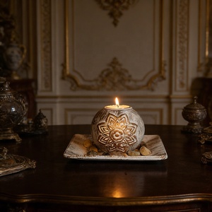 Chandeliers sculptés <span class=keywords><strong>en</strong></span> gros, supports sphériques <span class=keywords><strong>en</strong></span> <span class=keywords><strong>bois</strong></span> antique pour bougies de thé, pour la décoration intérieure et la création d'ambiance - Product Image 1