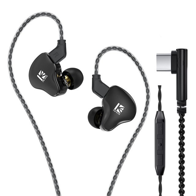 KBEAR KS2 Hybrid Driver Hi-Fi Music Headphones In-Ear Earbuds Type-C 3.5mm Connectors Silver-plated Copper for PC Mobile Gaming