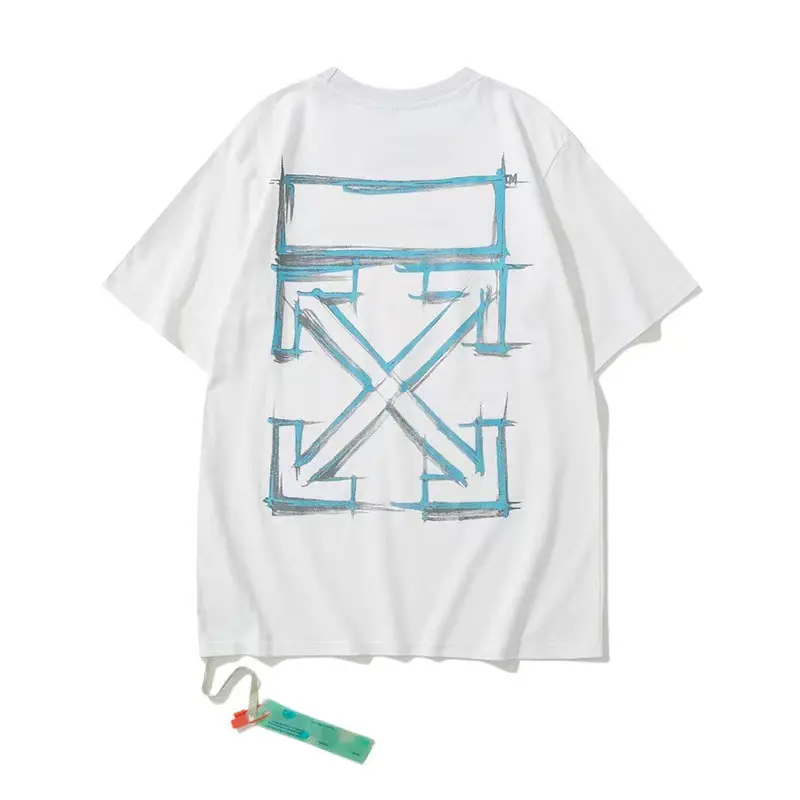 2023 Nieuwe Design Custom Merk Heren Mode Losse Korte Mouwen Ronde Hals Doodle Arrow Print T-Shirt