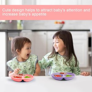 Ensemble d'alimentation pour bébé en silicone de qualité alimentaire écologique avec ventouses souples et sections divisées - Réutilisable, lavable au lave-vaisselle, non toxique - Product Image 6