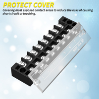Barrette de distribution à bornes pré-isolées à double rangée 8 positions 25A 600V avec couvercle transparent