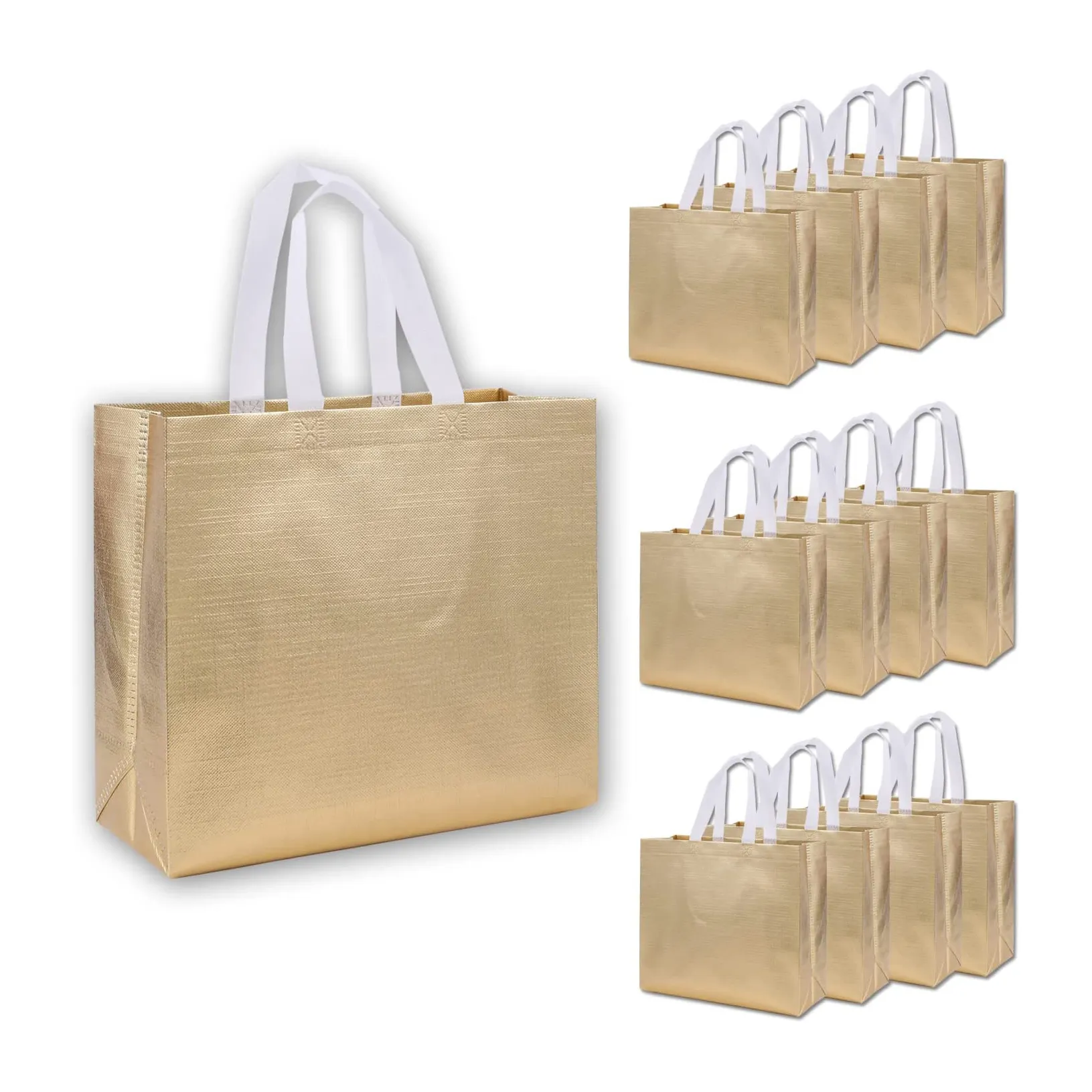 Grosir Premium ramah lingkungan RPET Polypropylene tas jinjing emas belanja tas kain tanpa tenun