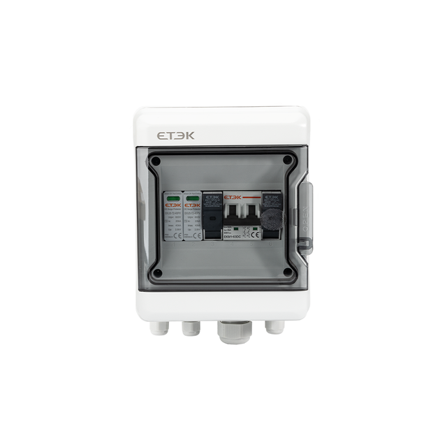ETEK IP65 Waterproof Outdoor Mounted 1-in-1-out 500V/1000V Solar PV Combiner Photovoltaic System Distribution Power Equipment