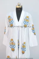 Neuankömmling Damen XL 3XL V-Ausschnitt Langarm bedrucktes Tunika-Kleid Baumwolle Indian Block Print Pattern Dekoriert Perfektes Geschenk Sie