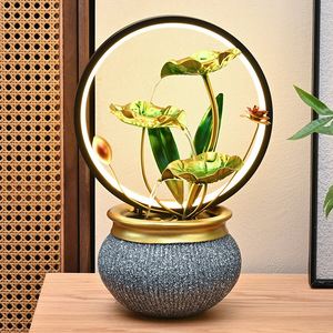 Fontaine d'eau en fer forgé avec anneau lumineux, humidificateur Feng Shui de table, diffuseur d'aromathérapie, cadeau pour le salon - Product Image 3