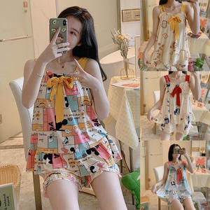 Pijama de manga corta con patrón diverso de verano para mujer 2 conjuntos - Product Image 2