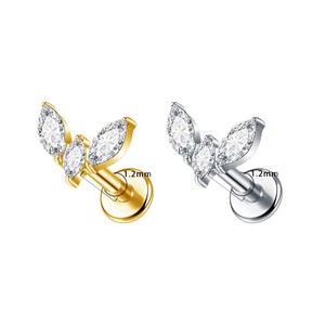 Boucles d'oreilles clous en titane F136 avec incrustation de zircon pour piercing d'oreille et de lèvre, bijou cadeau - Product Image 5