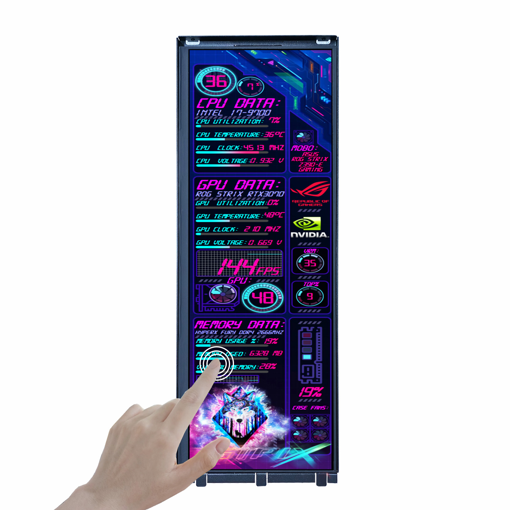 Y70 PCケース用14.5インチ2Kポータブルモニター タッチパネル搭載