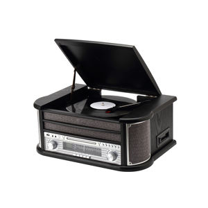 Lecteur de disques vinyles rétro populaire 6-en-1 avec USB, Bluetooth, lecteur de cartes SD, lecteur de <span class=keywords><strong>CD</strong></span>, lecteur de cassettes, radio AM/FM et fonction phonographe - Product Image 4