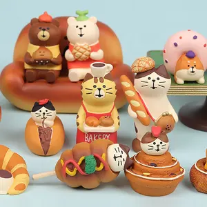 ZAKKAミニかわいい猫の家の装飾のためのフィギュアパンケーキのベーキングやクリスマスのマイクロ風景の装飾のための素敵な猫の置物