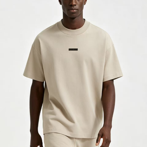Set di T-Shirt Estive Casual da Uomo in Tessuto Terry Pesante, Oversize con Stampa a Sublimazione e Logo con Motivi - Product Image 1