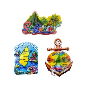 Magneti per Frigorifero 3D in Resina di Santa Lucia Caraibica, Souvenir con Tartaruga e Mappa dei <span class=keywords><strong>Pitoni</strong></span> per Regali di Viaggio Tropicale - Product Image 5