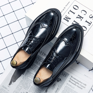 Thick Sole Size 38-45 Brogue Pattern Formal Wedding <strong>Shoes</strong> Durable <strong>Patent</strong> Leather <strong>Men</strong> White Dress <strong>Shoes</strong> Oxford - Product Image 2
