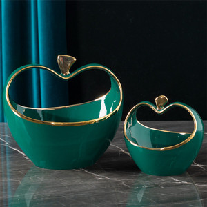 Tuyệt Đẹp Bát Gốm Với Xử Lý Thực Phẩm Phục Vụ Sứ Apple Shape Tinh Tế Trái Cây Giỏ - Product Image 5