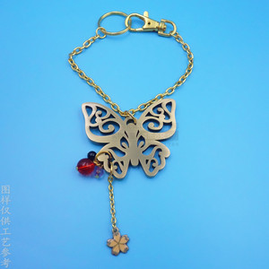 Porte-clés papillon en métal ajouré couleur bronze, cadeau portable pour la publicité et la promotion d'entreprise - Product Image 3