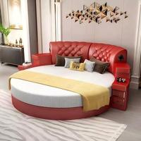 Moderne Schlafzimmer Rundbett Kingsize Luxus High-End Bestseller Multifunktionales Großes Lederbett mit Musikfunktion