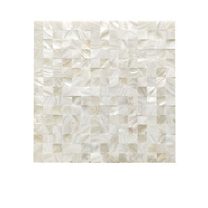 Mosaico Cuadrado de Vidrio Blanco Crema Pulido, Lámina de Mosaico de 10 mm Resistente al Agua, Azulejos para Paredes de Baños, Cocinas y Comedores - Product Image 1