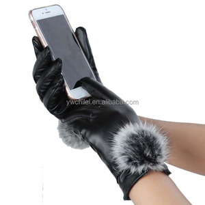 <span class=keywords><strong>Gants</strong></span> en <span class=keywords><strong>cuir</strong></span> PU pour femmes et filles, 4 tailles, en fourrure, doux et chaud, écran tactile, collection d'hiver - Product Image 3