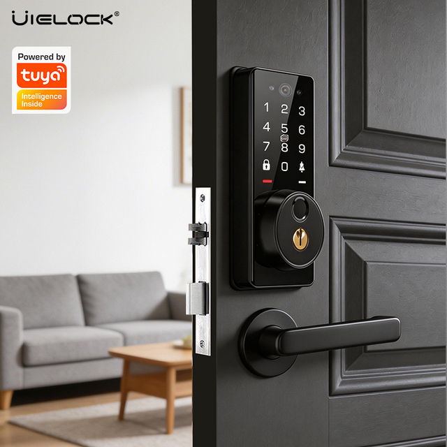 High Quality US Standard Smart Door Lock Multiple Unlocking Methods Aluminium Die Casting Matte Black Electronic WIFI Two-way