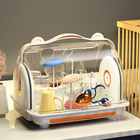 Transparant droogrek voor babyflessen, stofdicht, organizer voor voedingsflessen, bekerhouder, afdruiprek, opbergdoos voor babybenodigdheden