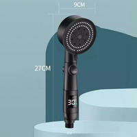 Robinet de Douche à Main Moderne en Laiton Écologique avec 5 Réglages Haute Pression, Affichage Numérique Noir et Diverter Intégré