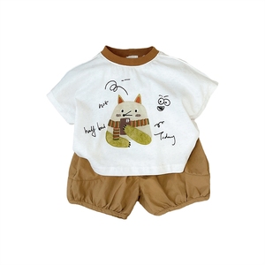 Vêtements d'été pour bébés de 1 an, t-shirts à manches courtes et shorts à motifs militaires, ensembles tendance et mignons pour garçons, en coton de classe A - Product Image 5