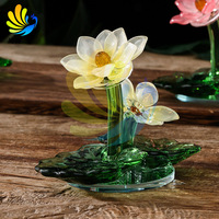 Ornement en cristal de lotus avec base en lotus, style moderne minimaliste, artisanat DIY, design en relief, décoration de fête pour le salon