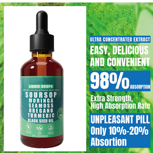 OEM Soursop Bitters Vloeibare 10-in-1 Vloeistof Met Zeemos, Moringa, Kurkuma, <span class=keywords><strong>Ashwagandha</strong></span> | Kruidendruppels voor Wellness - Product Image 5