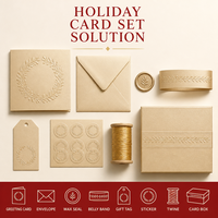 Enveloppe personnalisée de Noël 5x7 pouces en carton gaufré à sec 300/350 g/m² en pâte recyclée avec estampage à chaud doré pour cadeau d'entreprise et vœux de fêtes