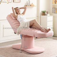 Table de massage électrique portable pliable en similicuir rose, moderne, à 3 moteurs, pour salon commercial