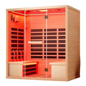 <span class=keywords><strong>Sauna</strong></span> infrarouge pour 4 personnes à faible EMF 2145W/110V <span class=keywords><strong>Sauna</strong></span> sec en bois de pruche Chauffe-pieds en tourmaline 7 couleurs - Product Image 1