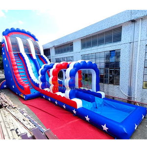 Giant outdoor kids commercial bounce house toboggan gonflable inflatable patriot water <b>slide</b> with swimming <b>pool</b> - Product Image 1