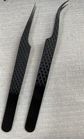 Ensemble de pinces à épiler professionnelles pour extensions de cils, couleur noire, en acier inoxydable, pour isolation et volume, vente en gros