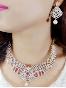 Handmade Unique Brass Choker Necklace Earring Set 14K Gold Plated Zircon Luxury Jewelry Trendy <b>Gift</b> Weddings & Party Engagement - Product Image 2