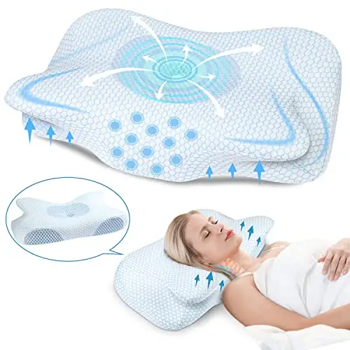快適な頸部バタフライシェイプネックアンチシュノーリングコンタースリーピングメモリーフォーム整形外科用枕ベッド用