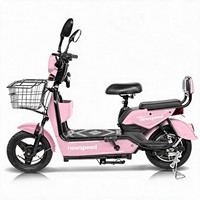 Scooter électrique pas cher 48V 350W, vélo électrique avec pneus à vide de 14 pouces, 2 places, vélo électrique pour adultes