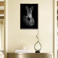 Affiche numérique imprimée Zèbre sauvage africain, Art mural noir et blanc, Peinture sur toile animale, Décoration intérieure, Peinture sur porcelaine cristalline