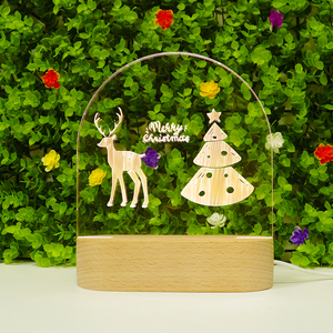 Juego <span class=keywords><strong>de</strong></span> <span class=keywords><strong>regalo</strong></span> promocional <span class=keywords><strong>de</strong></span> madera acrílica ovalada Luz <span class=keywords><strong>de</strong></span> <span class=keywords><strong>noche</strong></span> Lámparas <span class=keywords><strong>de</strong></span> luz LED <span class=keywords><strong>de</strong></span> ilusión 3D romántica - Product Image 3