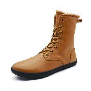 <span class=keywords><strong>Botas</strong></span> de nieve de caña alta con cremallera, de cuero natural y forro de piel, puntera ancha, minimalistas para senderismo y caminar en invierno - Product Image 4