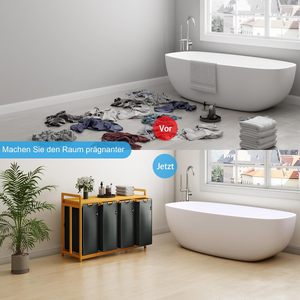 <span class=keywords><strong>Panier</strong></span> à <span class=keywords><strong>linge</strong></span> avec cadre en bambou, 200 L, <span class=keywords><strong>4</strong></span> <span class=keywords><strong>compartiments</strong></span> - Product Image 6