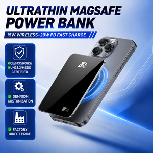Power Bank Magnetico Ultra Sottile Personalizzabile 5000mAh 10000mAh, Caricatore Wireless Magnetico 15W, Ricarica Rapida PD20W, Batteria Esterna Sottile - Product Image 1