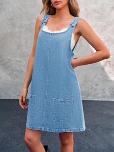 2025 verano Formal suelto multibolsillos correa de hombro Jeans monos de mezclilla para mujeres mono de calle lavable - Product Image 6