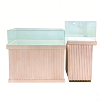 Vitrines de présentation en bois LED personnalisées, écologiques, avec dos en verre, pour la présentation de produits haut de gamme comme le tabac, les spiritueux, les bijoux, les aliments, avec fonction de chauffage