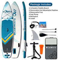 Planche à pagaie gonflable de 10'6" x 32" avec option de pompe électrique, kit familial complet SUP géométrique turquoise