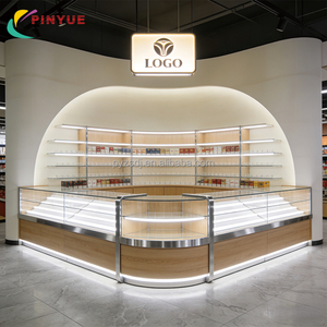 Custom Lighting Cigar Showroom Tobacco Shop Display Showcase Herbal Oil Shop Furniture <strong>Glass</strong> MDF Wooden Smoke Shop Cabinet - Product Image 6